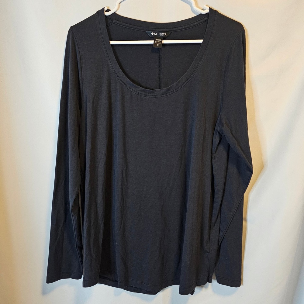 Athleta Scoop Neck Long Sleeve Tee Size M Blue Athleisure Minimalist Gorpcore